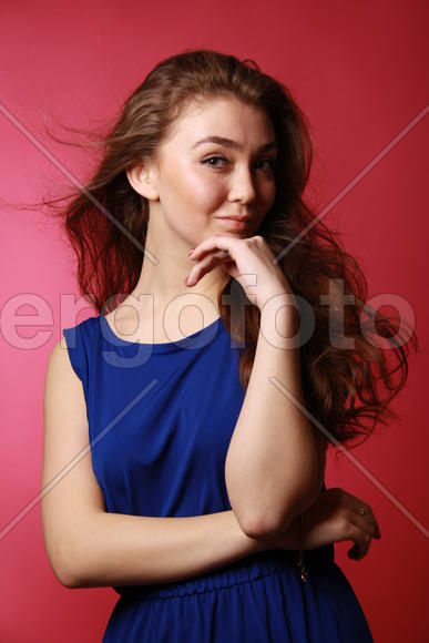 Портрет девушки в синем платье