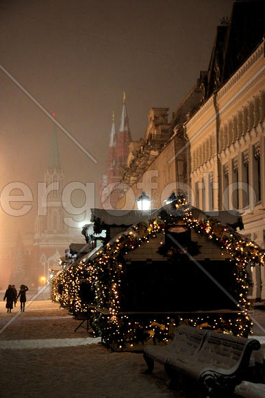Ночная иллюминация новогодней Москвы. Китай-город
