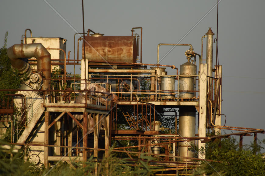 Old abandoned factory. Abandoned production of essential oils