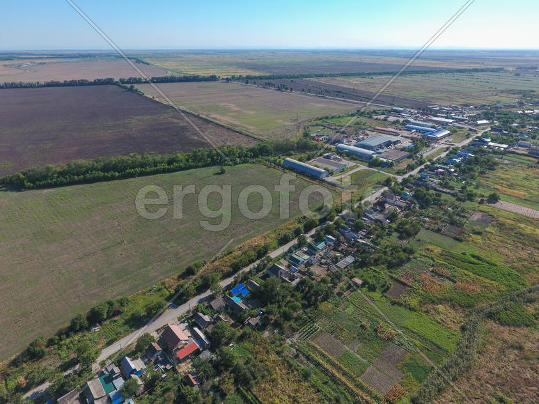 Top view of the small village. Aerophotographing above the village.