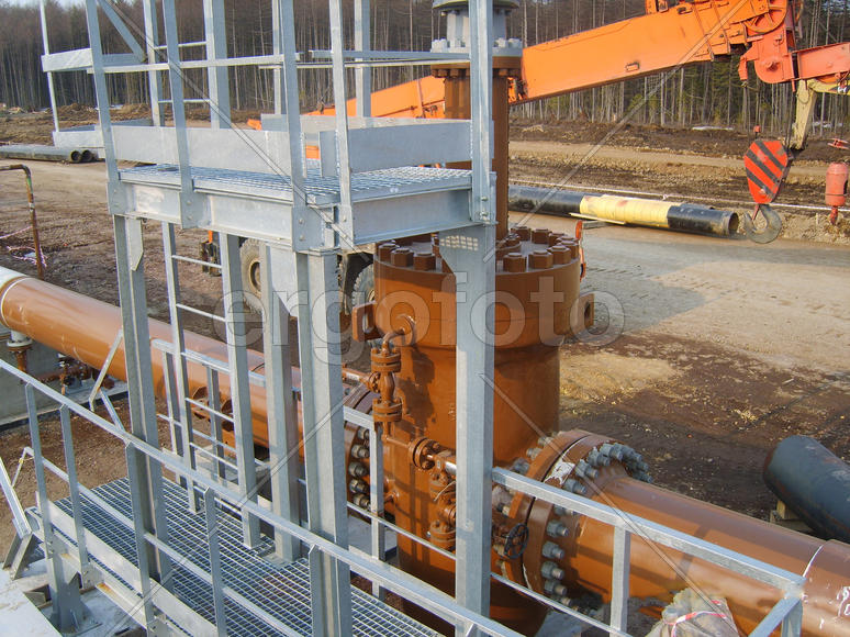 Platform of construction of pipelines. Booster pump station