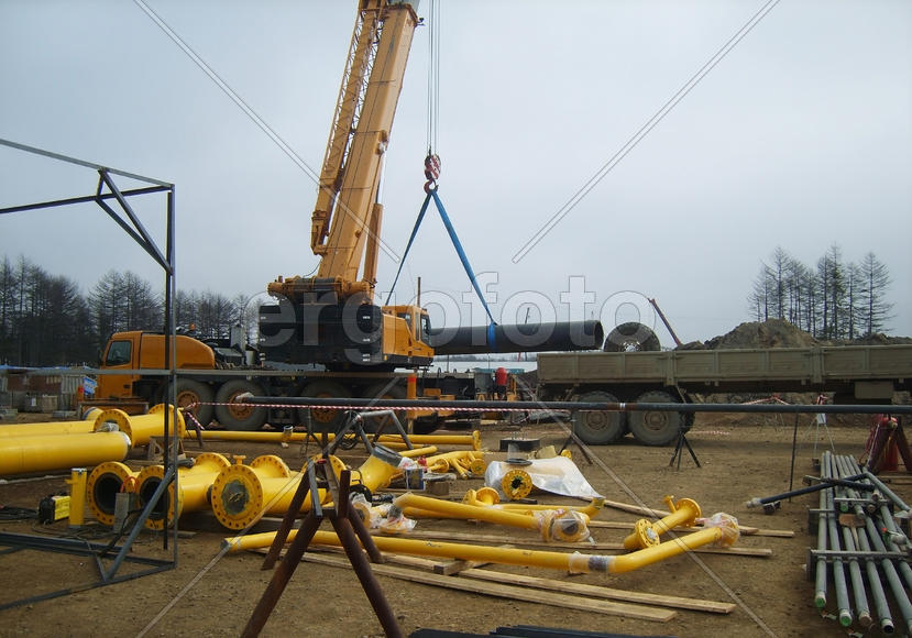 Platform of construction of pipelines. Booster pump station