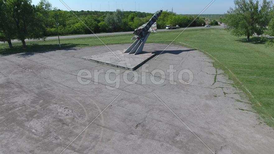 Monument to the fighter aircraft. Monument of military memory and glory.