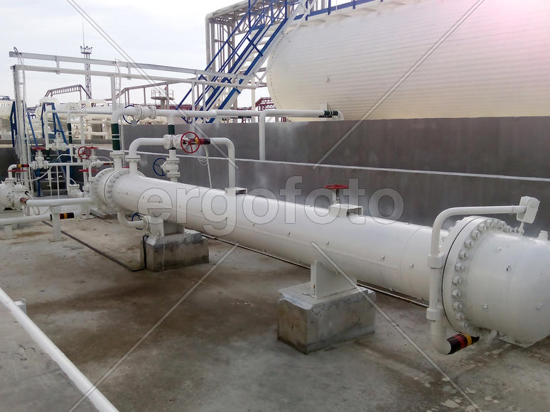 Heat exchanger in a refinery. The equipment for oil refining