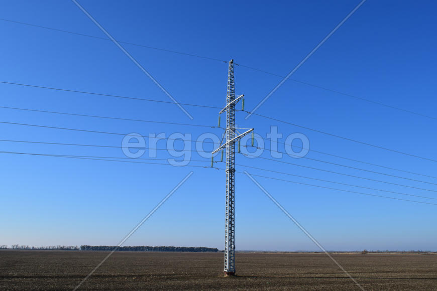 New power line along the country road