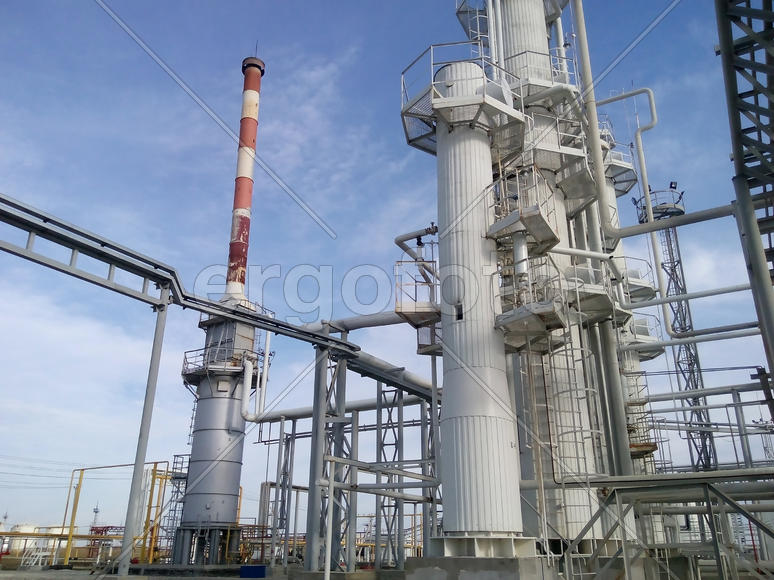  Distillation columns and heating furnace. The equipment for oil refinery                          