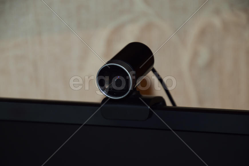 Web camera, attached to the monitor. Equipment for video