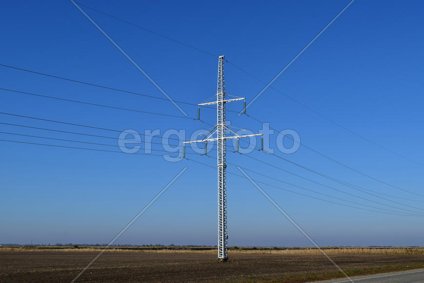 New power line along the country road