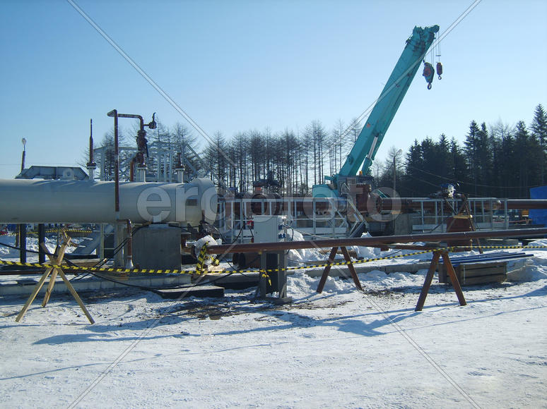 Platform of construction of pipelines. Booster pump station