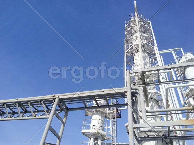  Distillation columns and heating furnace. The equipment for oil refinery                         