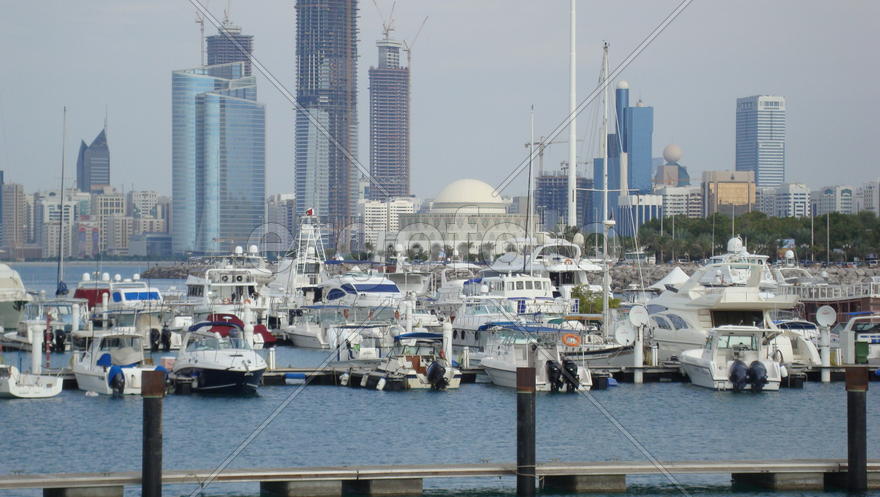 Yachts and boats on the mooring. Arab Emirates