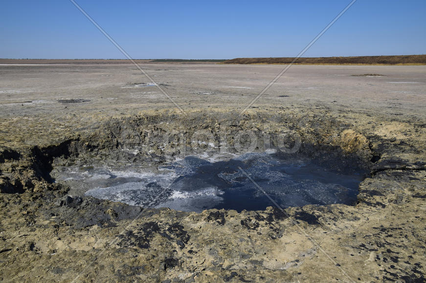 Source vents mud at the bottom of a dried-up salt lake. Healing mud.