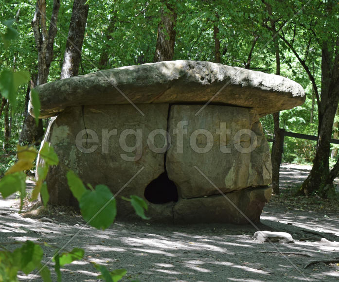 Big Shapsug dolmen. A megalytic construction in the woods of Kuban