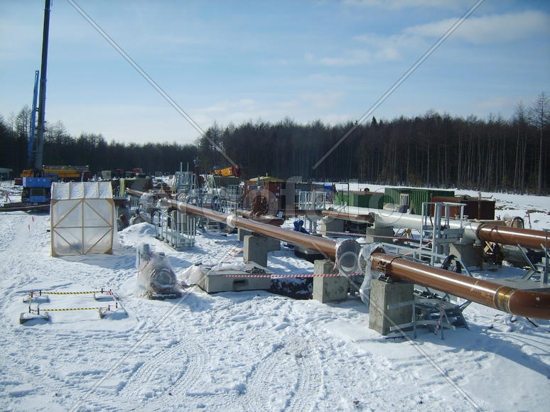 Platform of construction of pipelines. Booster pump station