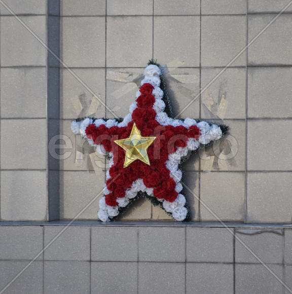 Garland in the form of a five-pointed star. Flowers of the Victory Day