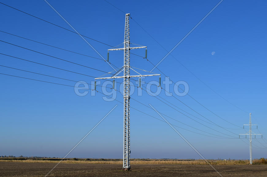 New power line along the country road