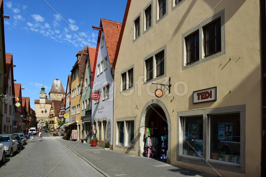 Исторический город Ротенбург в Баварии. Жилые дома 