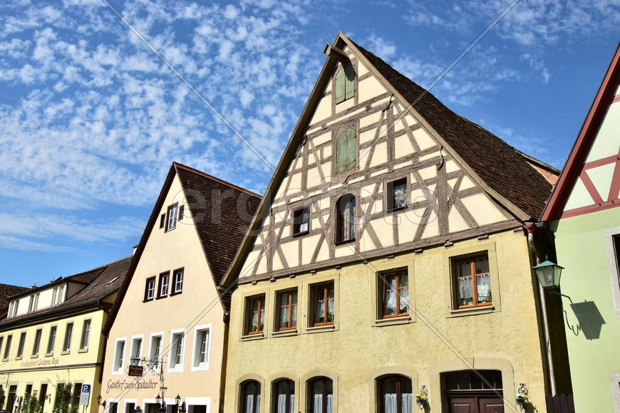 Исторический город Ротенбург в Баварии. Жилые дома 