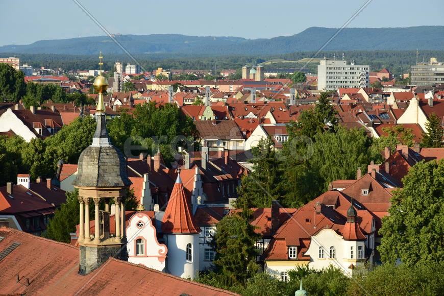 Германия - город Бамберг. Панорамный вид на город 