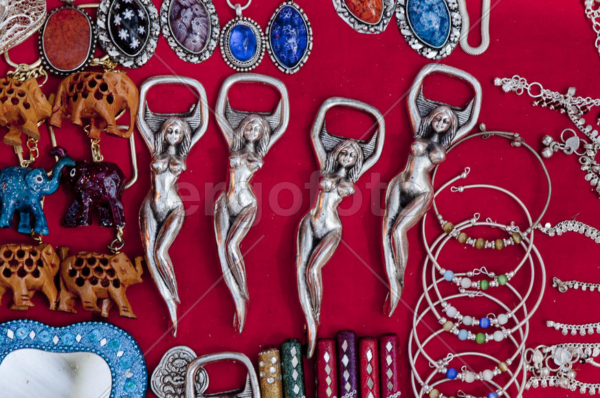 Merchandise bottle openers on the market in the state of Goa, India
