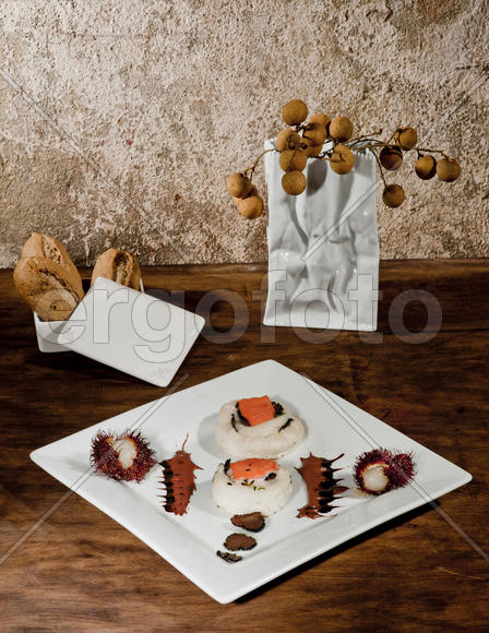 White still life with fish