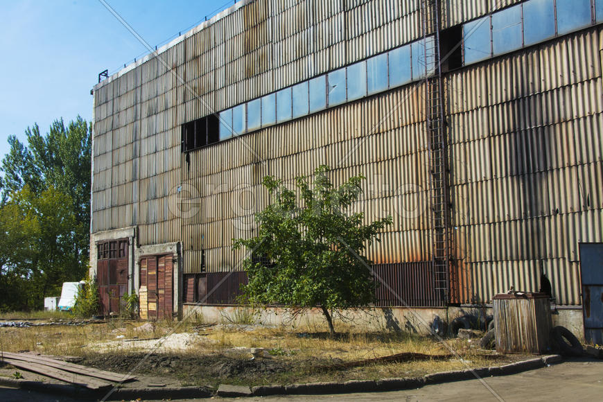 Old ruined and abandoned factory in the industrial zone