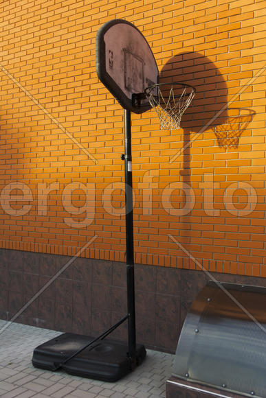 Basketball hoop in the yard of a private house