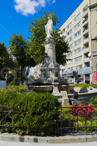 Religious monument near the cathedral in the city of Lviv