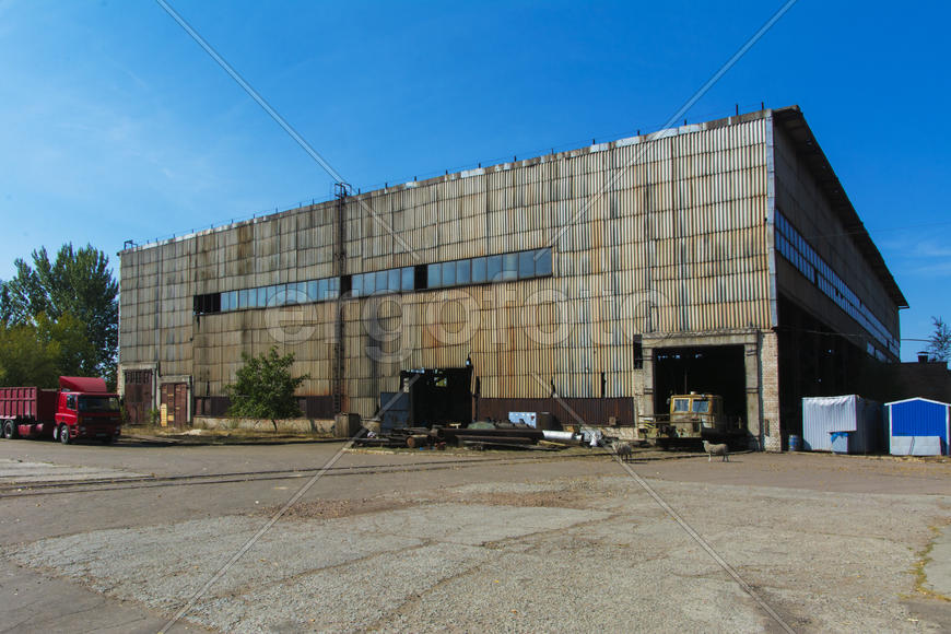 Old ruined and abandoned factory in the industrial zone