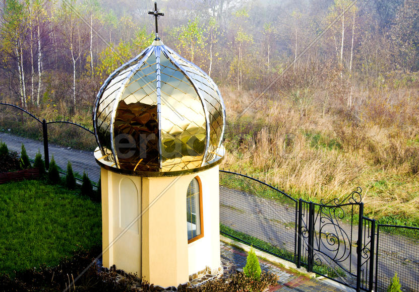 Churchlet in Carpathians. Small churchlets in each court yard of Shidnitsy