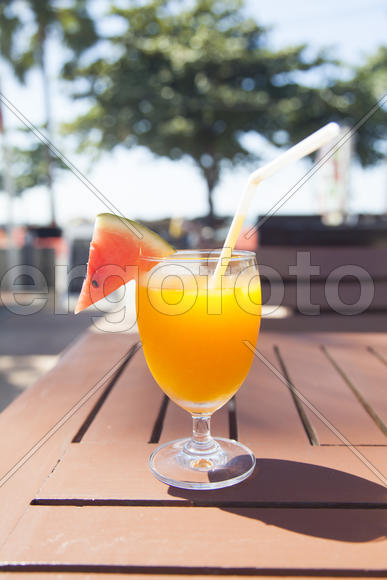 Juice on a table costs and waits when it is drunk