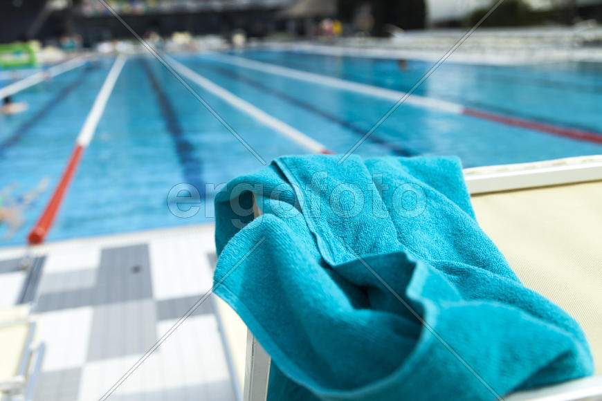 The swimming pool under beams of the sun is ready to competitions and rest