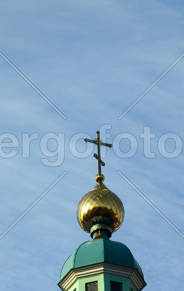 Dome of orthodox church against the bright blue sky