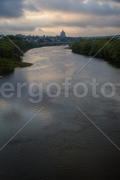 Sunset on the river, in Elets. Russia