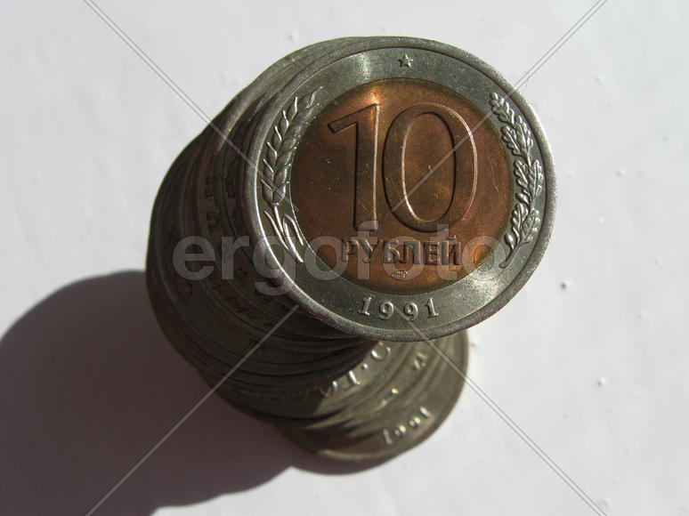 Стопка денег. Советские монеты 10 рублей