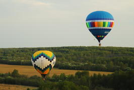 воздушные шары летят над полем