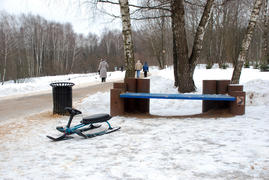 Скамейка для отдыха посетителей Московского парка Тропарево