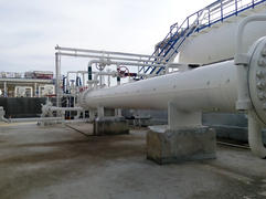Heat exchanger in a refinery. The equipment for oil refining