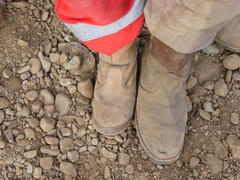 The specialist footwear for workers. Comparison of the different sizes of footwear         