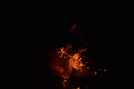 Fire fire. Burning of rice straw at night