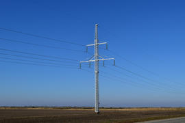 New power line along the country road