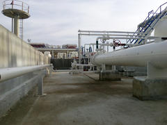 Heat exchanger in a refinery. The equipment for oil refining