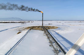 System of a torch on an oil field. Area flare system