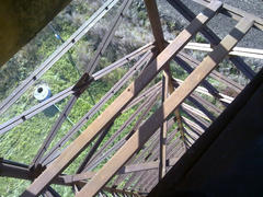 View from height of a water tower. Metal designs