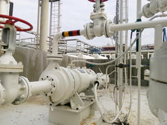 The pump for pumping hot products of oil refining. Equipment refinery                            