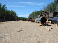 Construction of the gas pipeline on the ground. Transportation of energy carriers