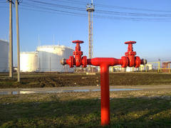 Output pipeline of fire system. A fire extinguishing system at oil refinery