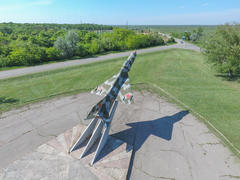 Monument to the fighter aircraft. Monument of military memory and glory.
