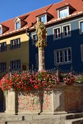 Исторический город Ротенбург в Баварии. Скульптуры в городе 