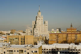 View of the Moscow high-rise building in the winter day